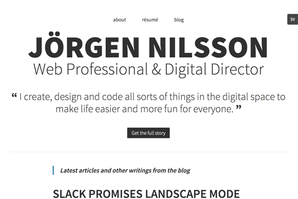 Personal web site and blog of digital director Jorgen Nilsson