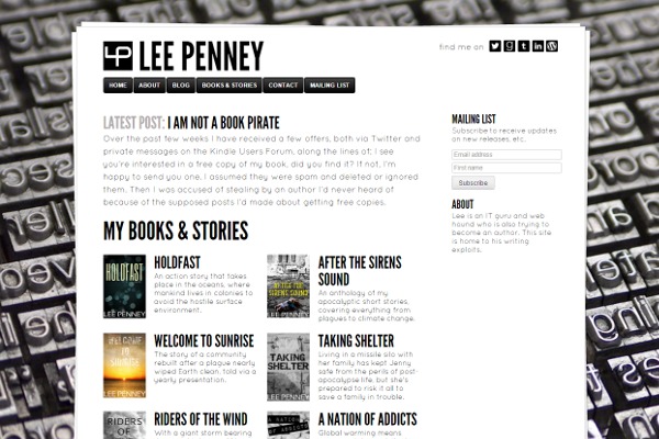 Site of author Lee Penney